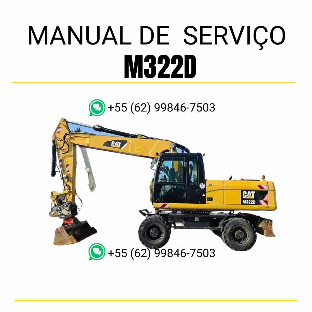 Manual de serviço Caterpillar M322D escavadeira de rodas em PDF, versão em inglês com diagramas técnicos, ilustrações e orientações de manutenção