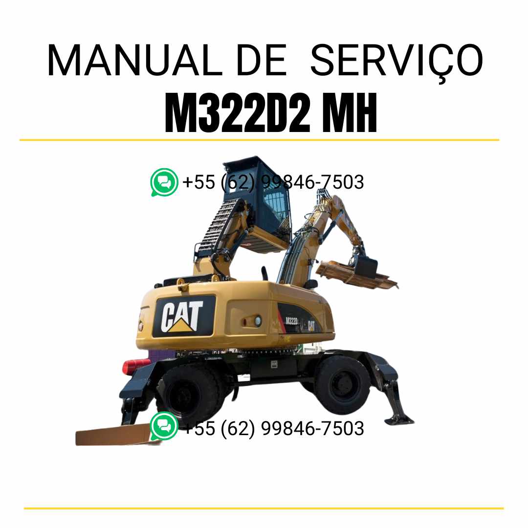 Manual de serviço Caterpillar M322D2 MH escavadeira de rodas em PDF, versão em inglês com diagramas técnicos detalhados e instruções de manutenção