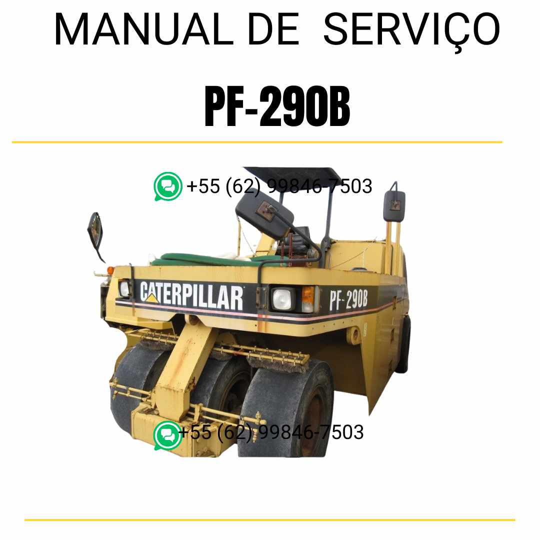 Manual de serviço Caterpillar PF-290B em inglês para rolo compactador pneumático, PDF técnico completo com instruções detalhadas de manutenção e guias de reparo
