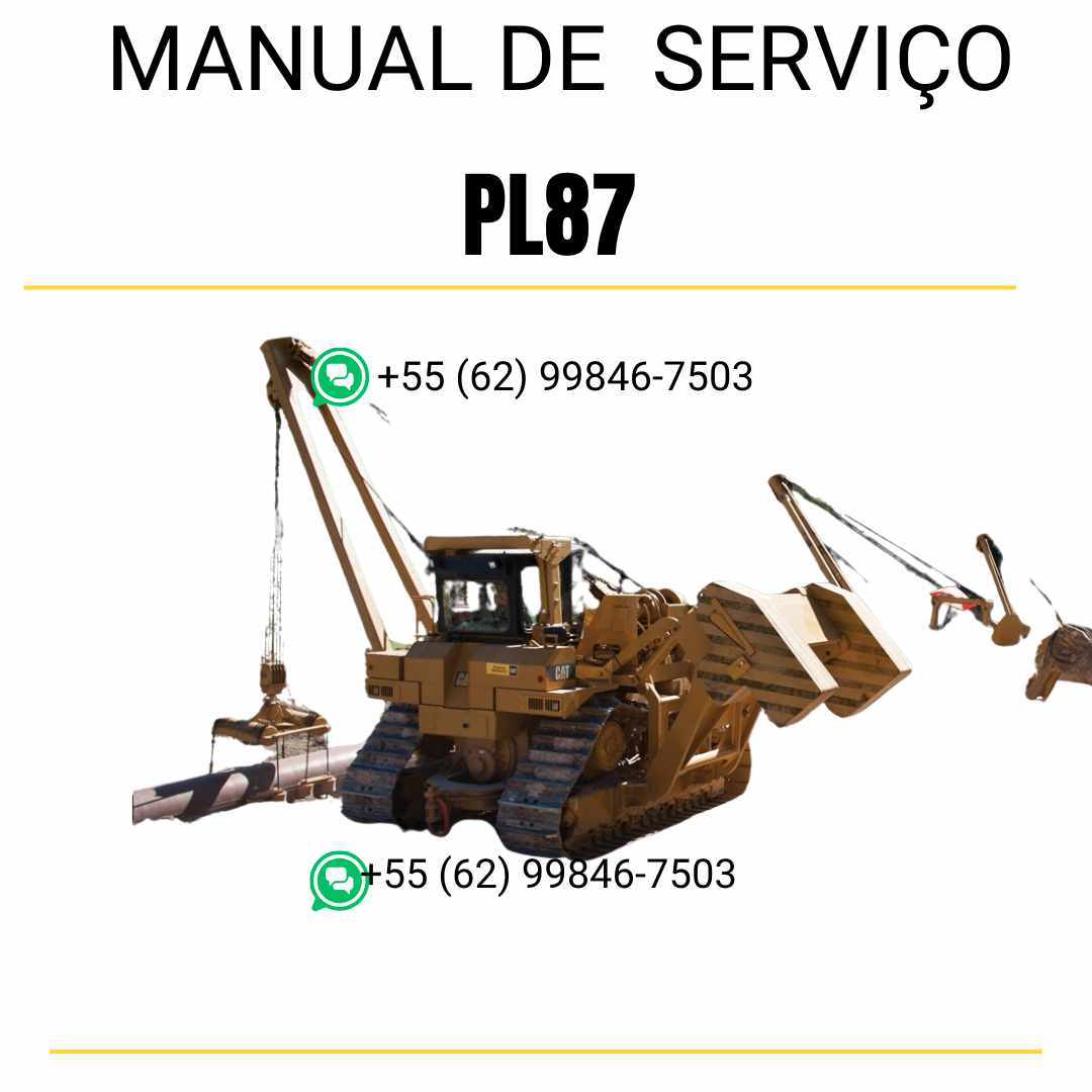 Manual de serviço Caterpillar PL87 em inglês para assentador de tubos, PDF técnico completo com instruções de manutenção e guias detalhados de reparo