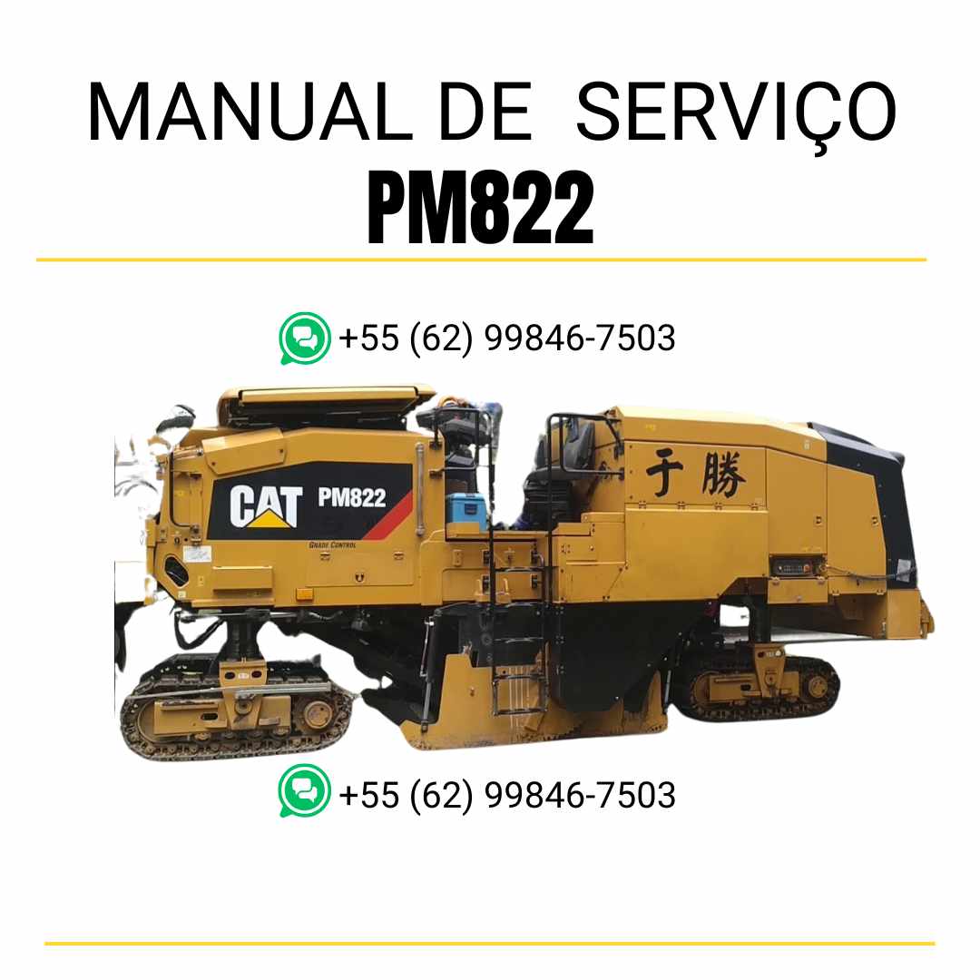 Manual de serviço Caterpillar PM822 fresadora para asfalto em inglês em PDF com ilustrações técnicas detalhadas e orientações de manutenção completas