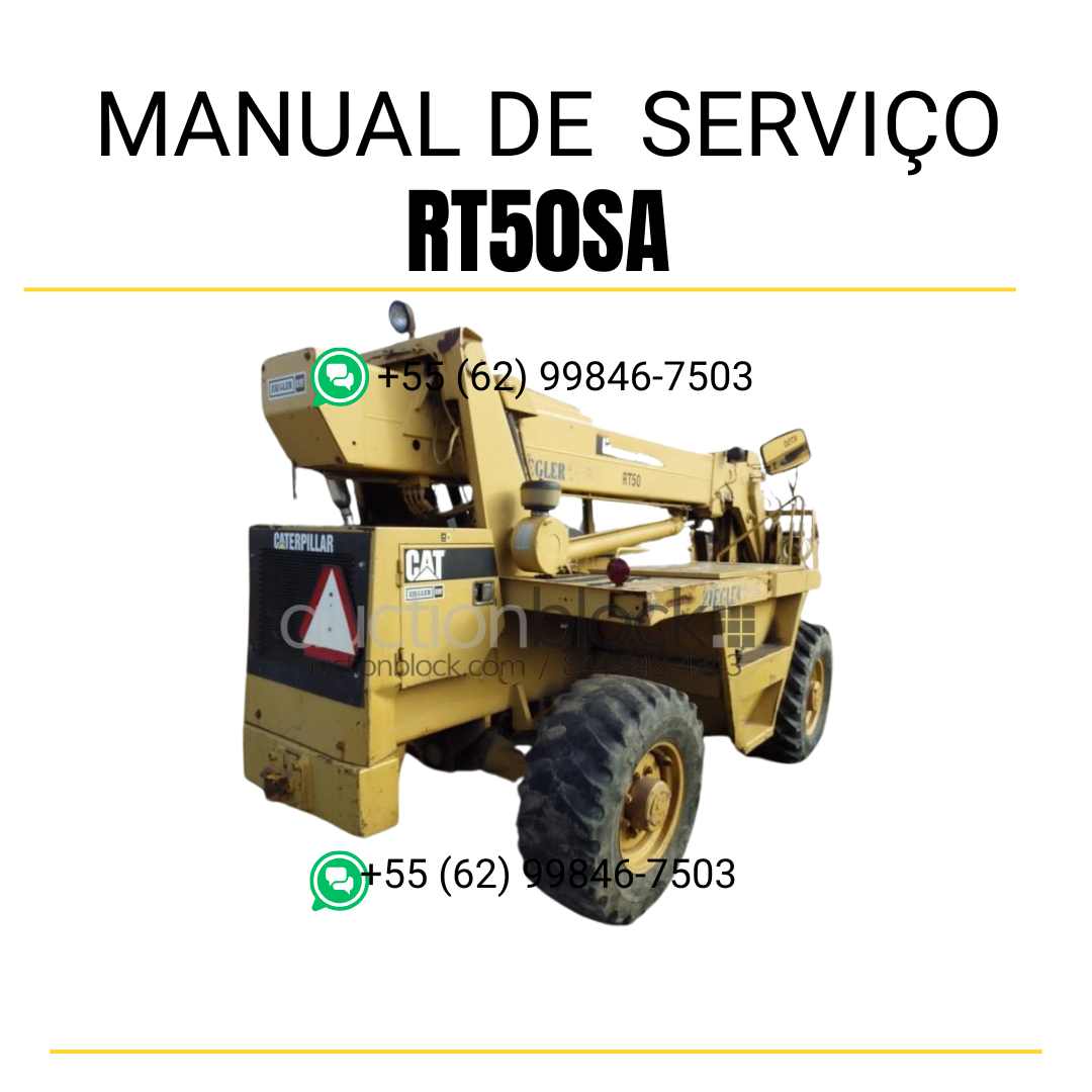 Manual de serviço Caterpillar RT50SA para manipulador telescópico em inglês em formato PDF, com instruções detalhadas de manutenção