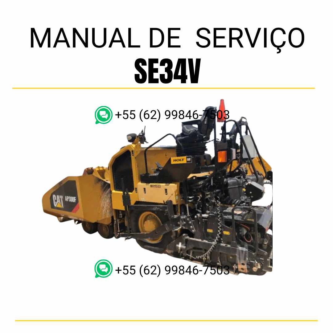Manual de serviço Caterpillar SE34V pavimentadora de asfalto em PDF, material em inglês com guia técnico detalhado para manutenção e reparo