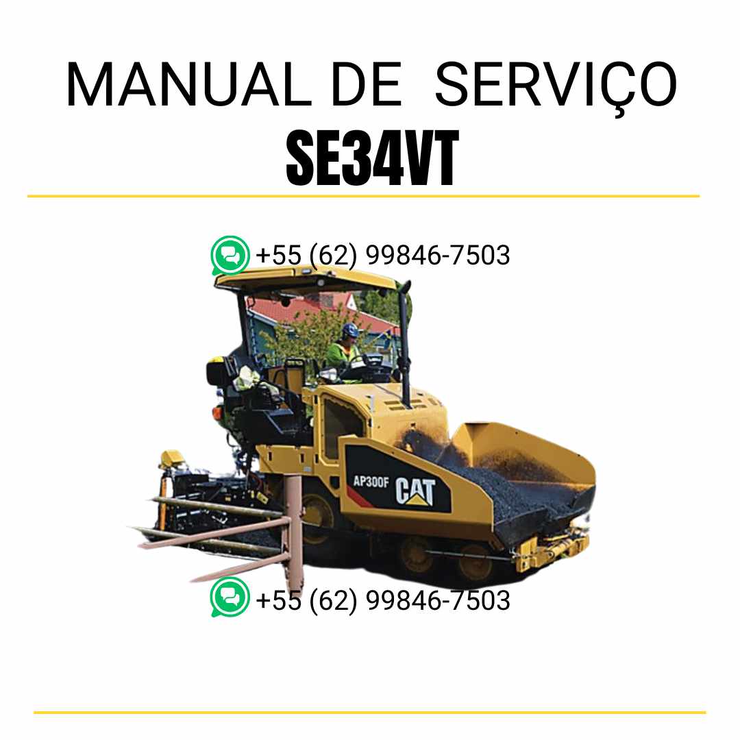Manual de serviço Caterpillar SE34VT pavimentadora de asfalto em PDF, conteúdo em inglês com instruções técnicas completas para manutenção e reparos