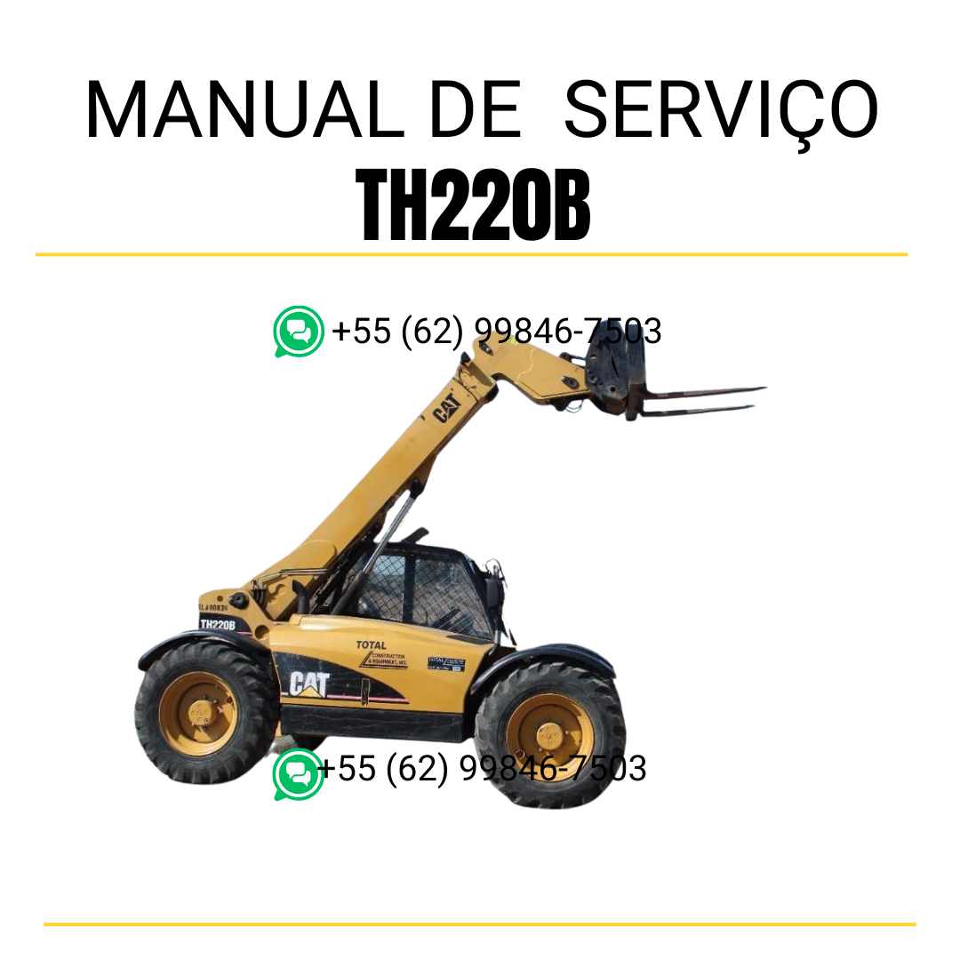 Manual de serviço Caterpillar TH220B em inglês, PDF técnico para manipulador telescópico com instruções detalhadas e guia completo de manutenção