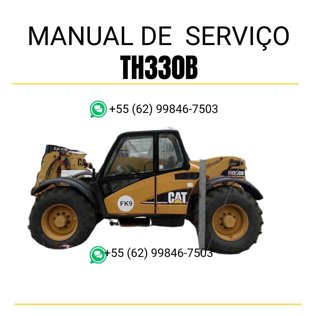 Manual de serviço Caterpillar TH330B em inglês, PDF completo para manipulador telescópico com ilustrações técnicas e guia prático de manutenção