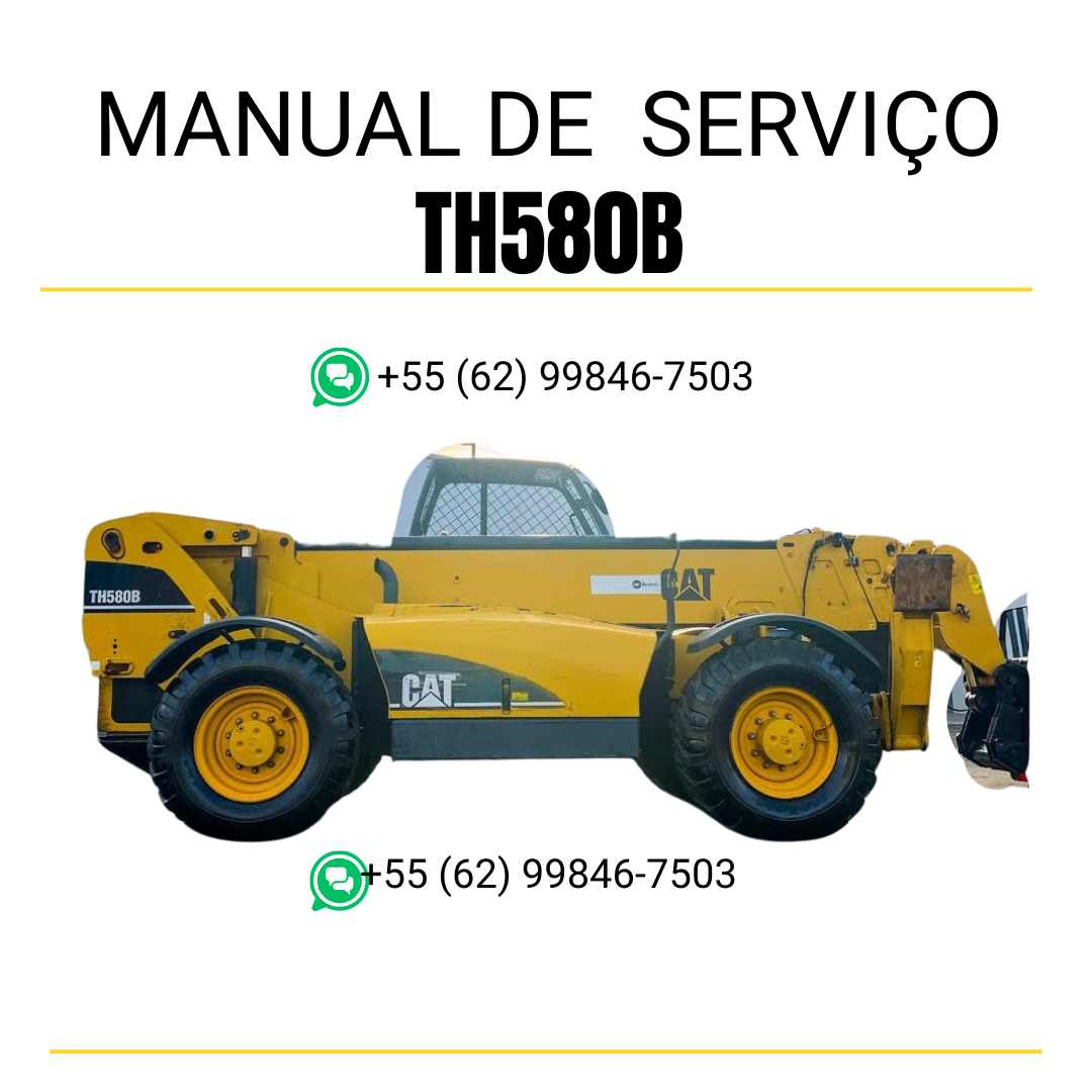 Manual de serviço Caterpillar TH580B em inglês, PDF completo para manipulador telescópico com guia de manutenção detalhada e instruções técnicas