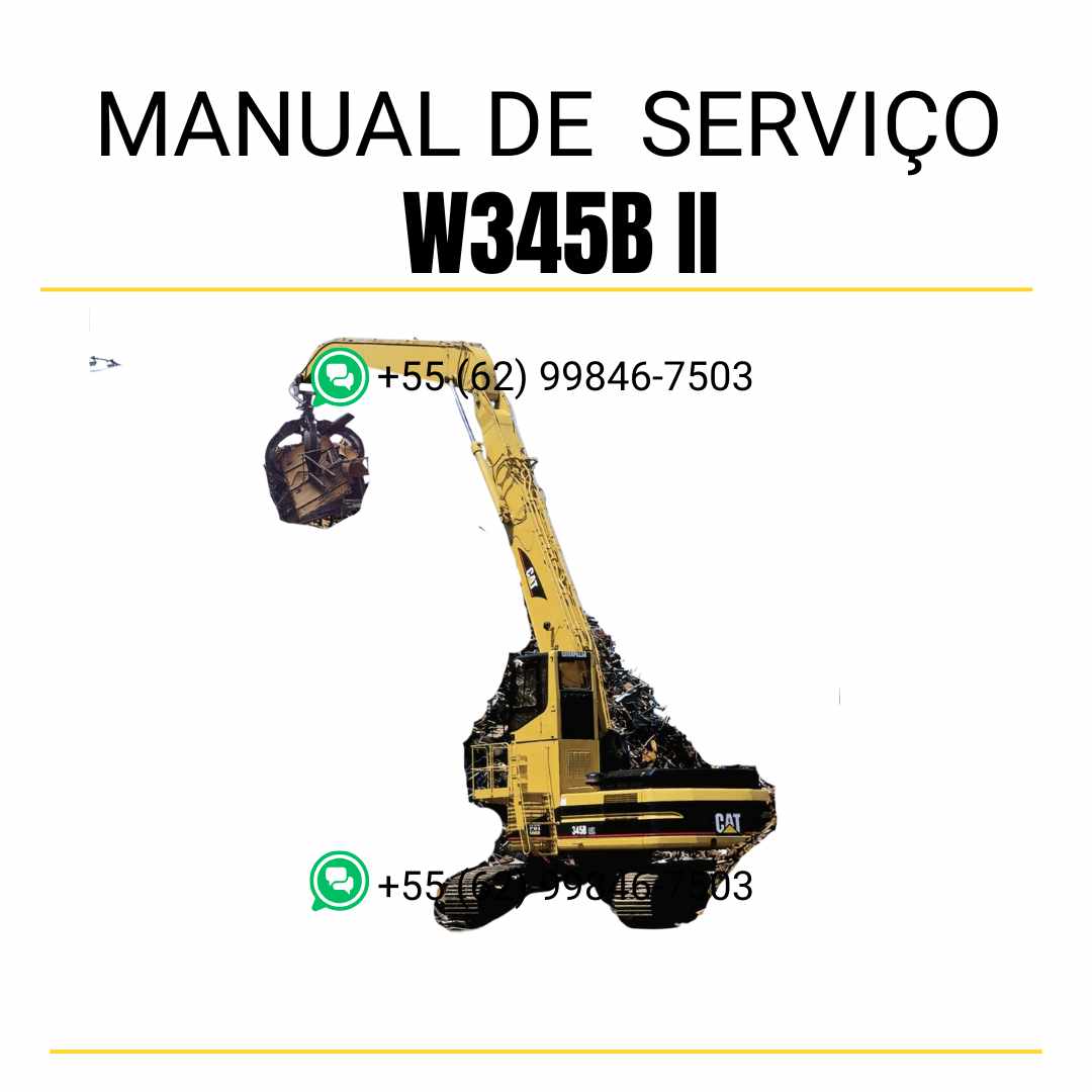 Manual de serviço Caterpillar W345B II escavadeira de rodas em PDF, versão em inglês com instruções técnicas detalhadas e guia de manutenção