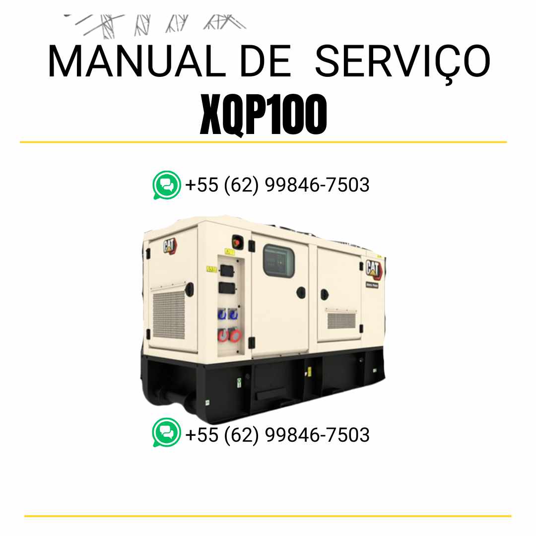 Manual de serviço em PDF do grupo gerador Caterpillar XQP100 com instruções técnicas detalhadas para manutenção preventiva e reparos