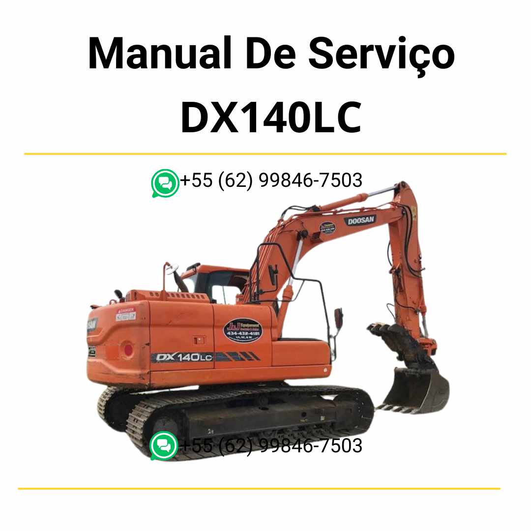 Manual de serviço em PDF do escavador hidráulico Doosan DX140LC com instruções técnicas detalhadas para reparo, ajustes e manutenção completa