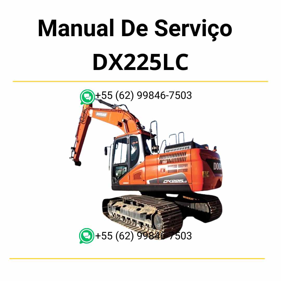 Manual de serviço Doosan DX225LC escavador hidráulico em PDF, guia técnico detalhado com instruções ilustradas para manutenção completa