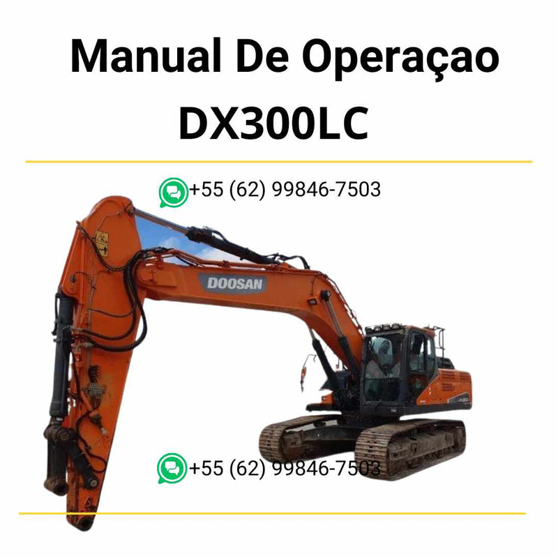Manual de serviço em PDF do escavador hidráulico Doosan DX300LC com instruções técnicas detalhadas para manutenção, reparo e ajustes completos