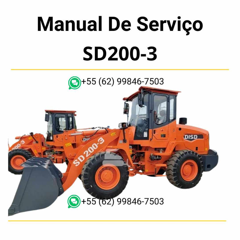 Manual de serviço em PDF da pá carregadeira Doosan SD200-3 com instruções detalhadas de reparo, manutenção e procedimentos técnicos