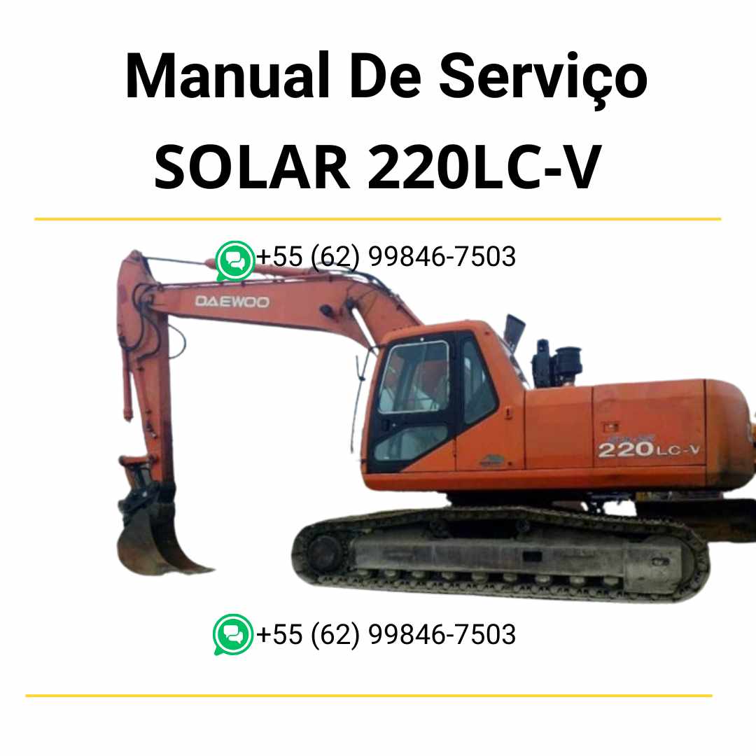 Manual de serviço em PDF do escavador hidráulico Doosan Solar 220LC-V com instruções técnicas completas para manutenção, reparo e ajustes