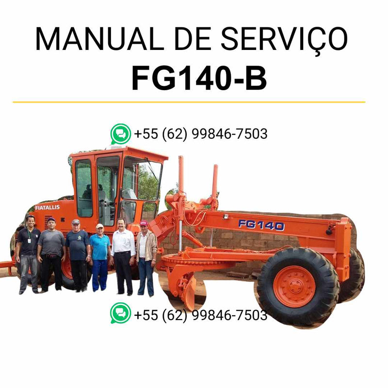 Manual de serviço Fiatallis FG140.B motoniveladora em PDF com instruções técnicas completas para manutenção, reparos e ajustes detalhados