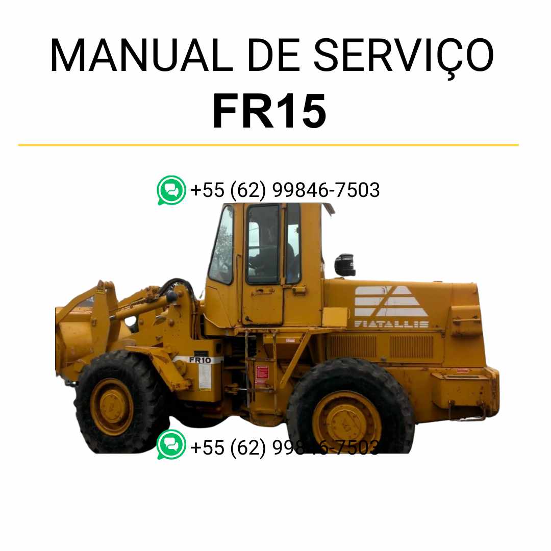 Manual de serviço Fiatallis FR10, FR12 e FR15 para carregadeiras em PDF com guia técnico detalhado de reparos e manutenção preventiva