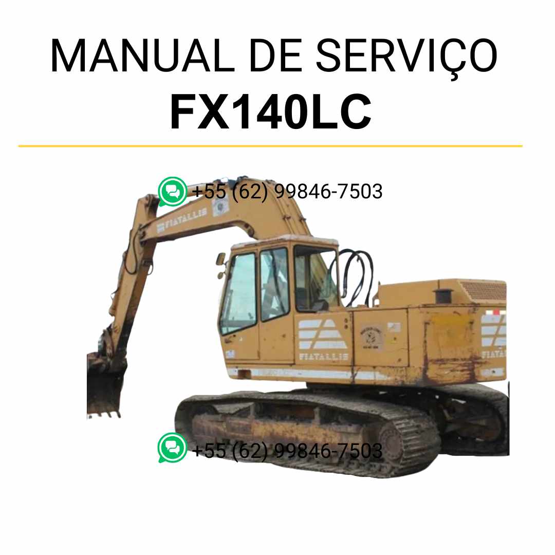 Manual de serviço Fiatallis FX140 e FX140LC escavadeira em PDF, guia técnico ilustrado com instruções detalhadas de reparo e manutenção