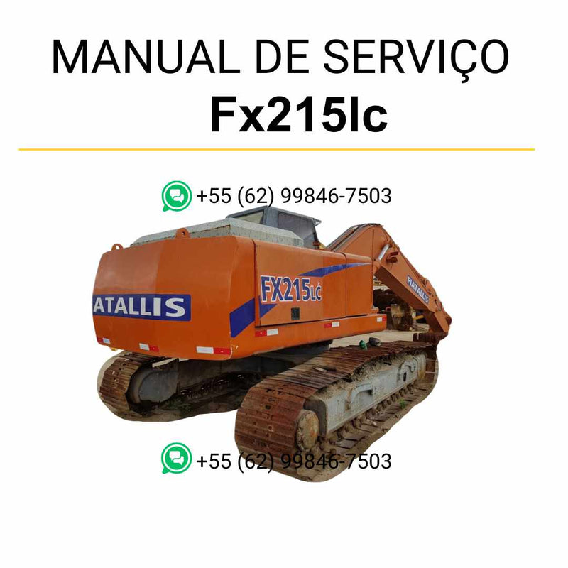 Manual de serviço Fiatallis FX215LC escavadeira em PDF com guia técnico detalhado para manutenção, reparos e ajustes operacionais