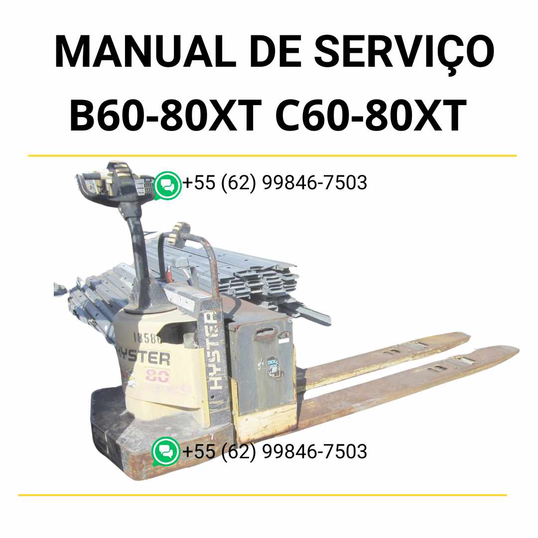 Manual de serviço Hyster B60-80XT e C60-80XT em PDF, guia completo de manutenção com diagramas e instruções técnicas detalhadas.