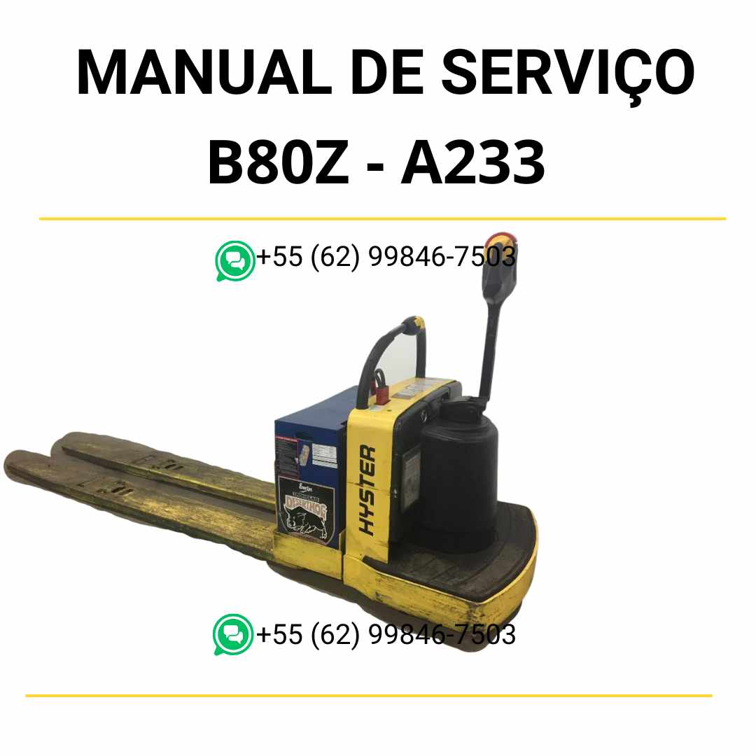 Manual de serviço Hyster B80Z em PDF com guia completo de manutenção e diagramas técnicos para empilhadeira elétrica.