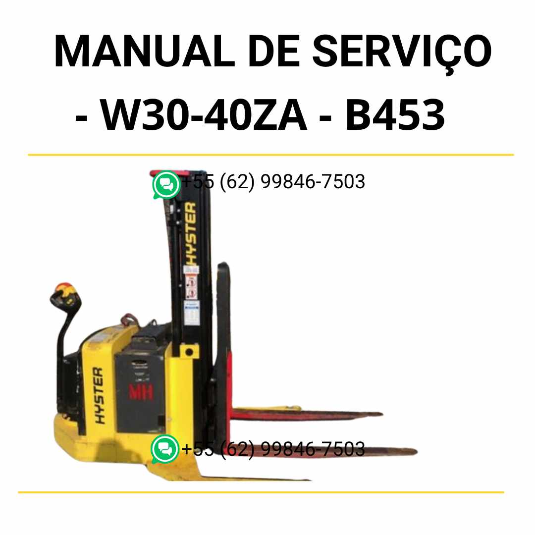 Manual de serviço Hyster B80ZAC (B233) em PDF com guia técnico detalhado, diagramas elétricos e instruções completas de manutenção preventiva.