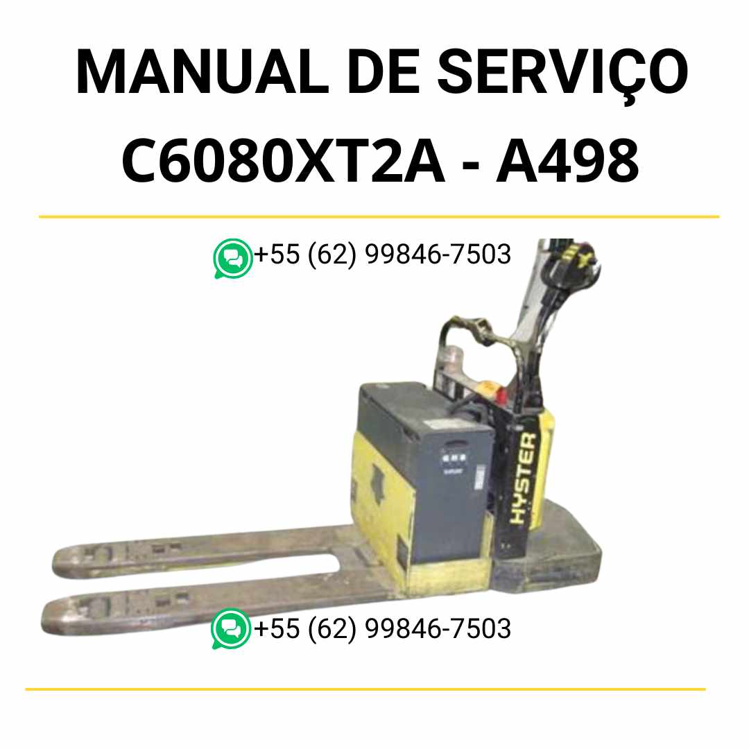 Manual de serviço Hyster C60/80XT2A em PDF, contendo instruções detalhadas de manutenção, diagramas e ilustrações técnicas completas.