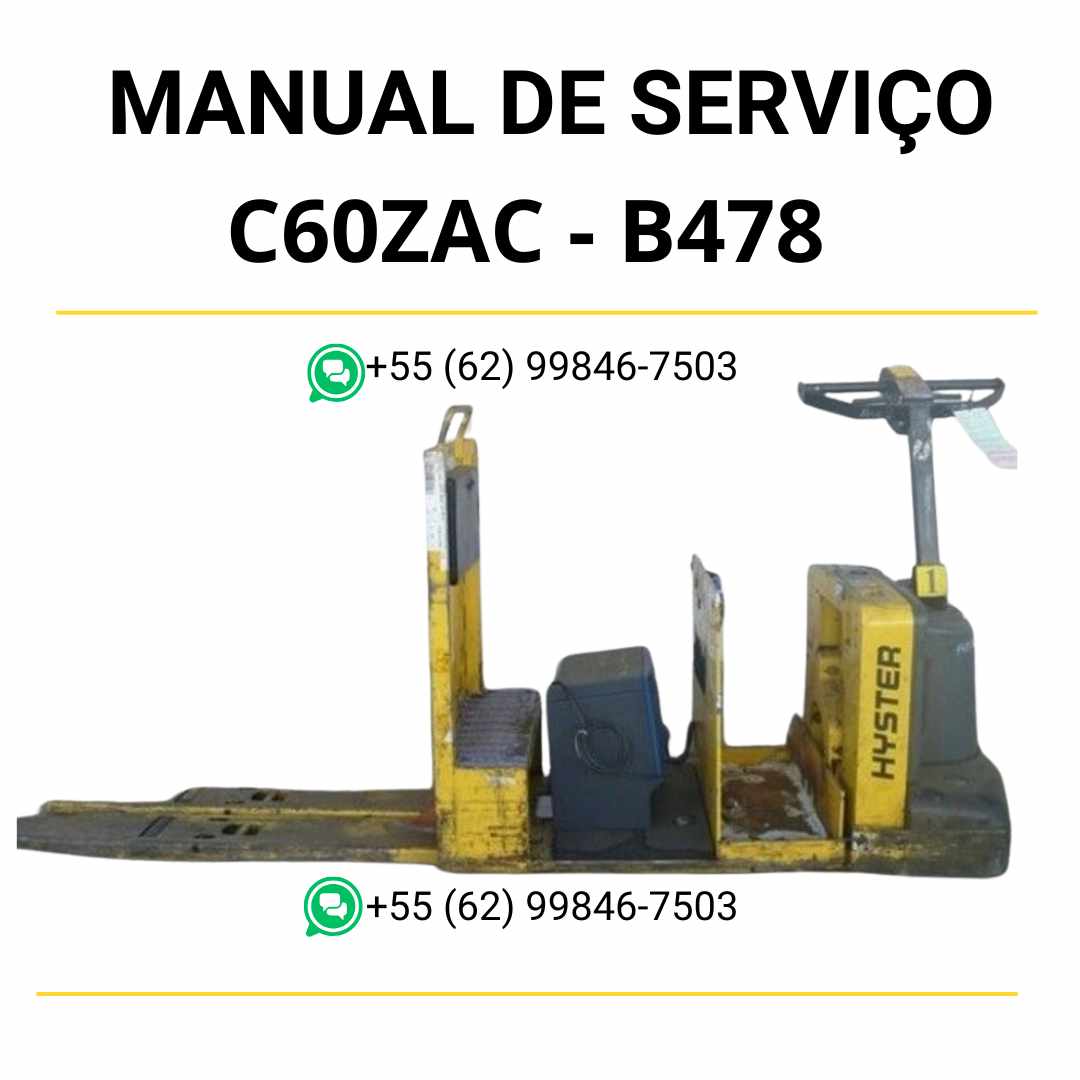 Manual de serviço Hyster C60ZAC (B478) em PDF com guia completo de manutenção, esquemas elétricos e instruções técnicas detalhadas.