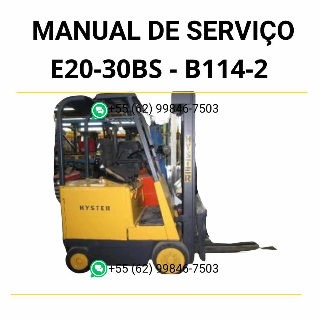 Manual de serviço Hyster E20-30BS em PDF — versão revisada com instruções detalhadas de manutenção elétrica e hidráulica da empilhadeira.