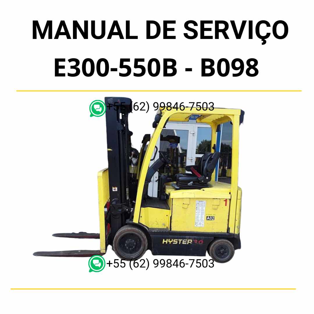 Manual de serviço Hyster E3.00-5.50B em PDF — guia técnico completo com instruções de manutenção, ajustes elétricos e procedimentos de reparo da empilhadeira.