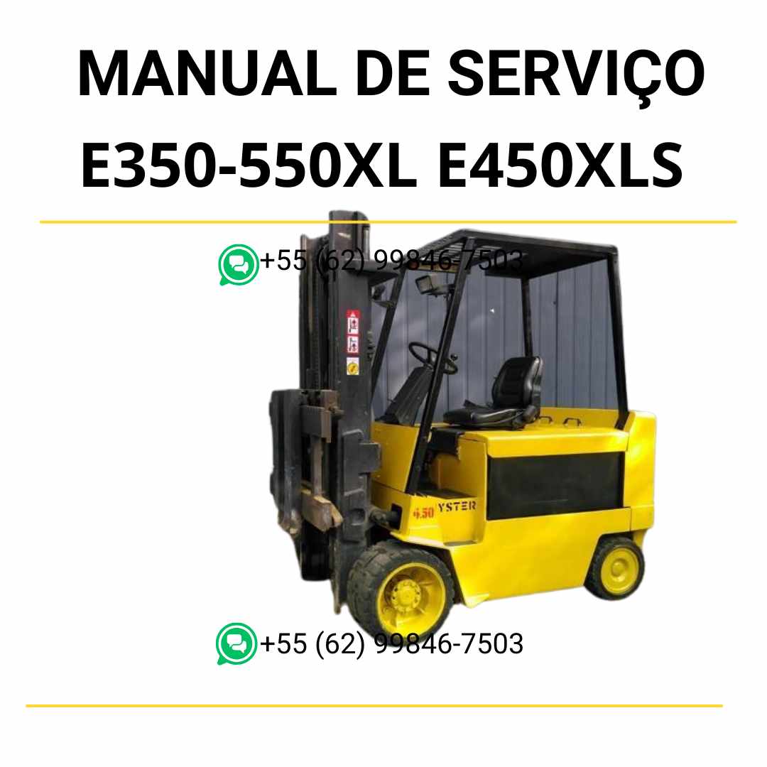Manual de serviço Hyster E3.50-5.50XL e E4.50XLS em PDF — guia técnico completo com instruções de manutenção elétrica, hidráulica e estrutural da empilhadeira.