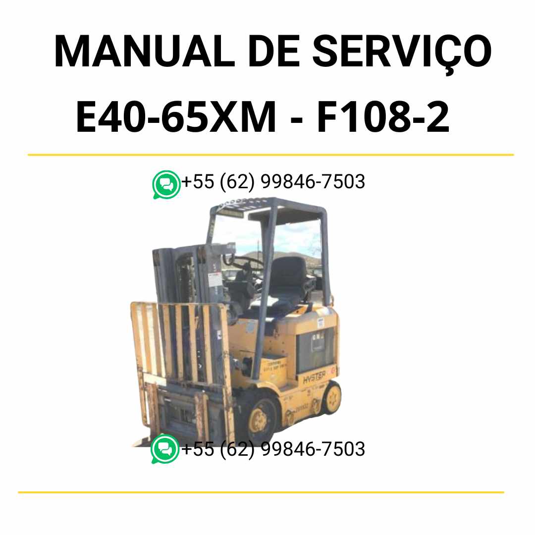 Manual de serviço Hyster E40-65XM em PDF, com instruções completas, diagramas elétricos e guia técnico de manutenção para empilhadeiras.