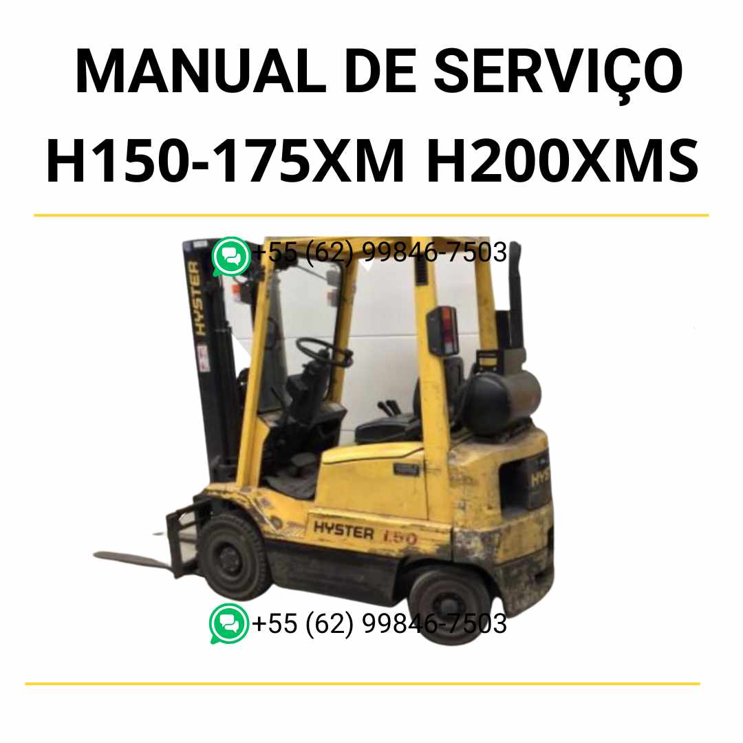 Manual de serviço Hyster H1.50-1.75XM e H2.00XMS (E001) em PDF com instruções detalhadas, diagramas técnicos e procedimentos de manutenção.