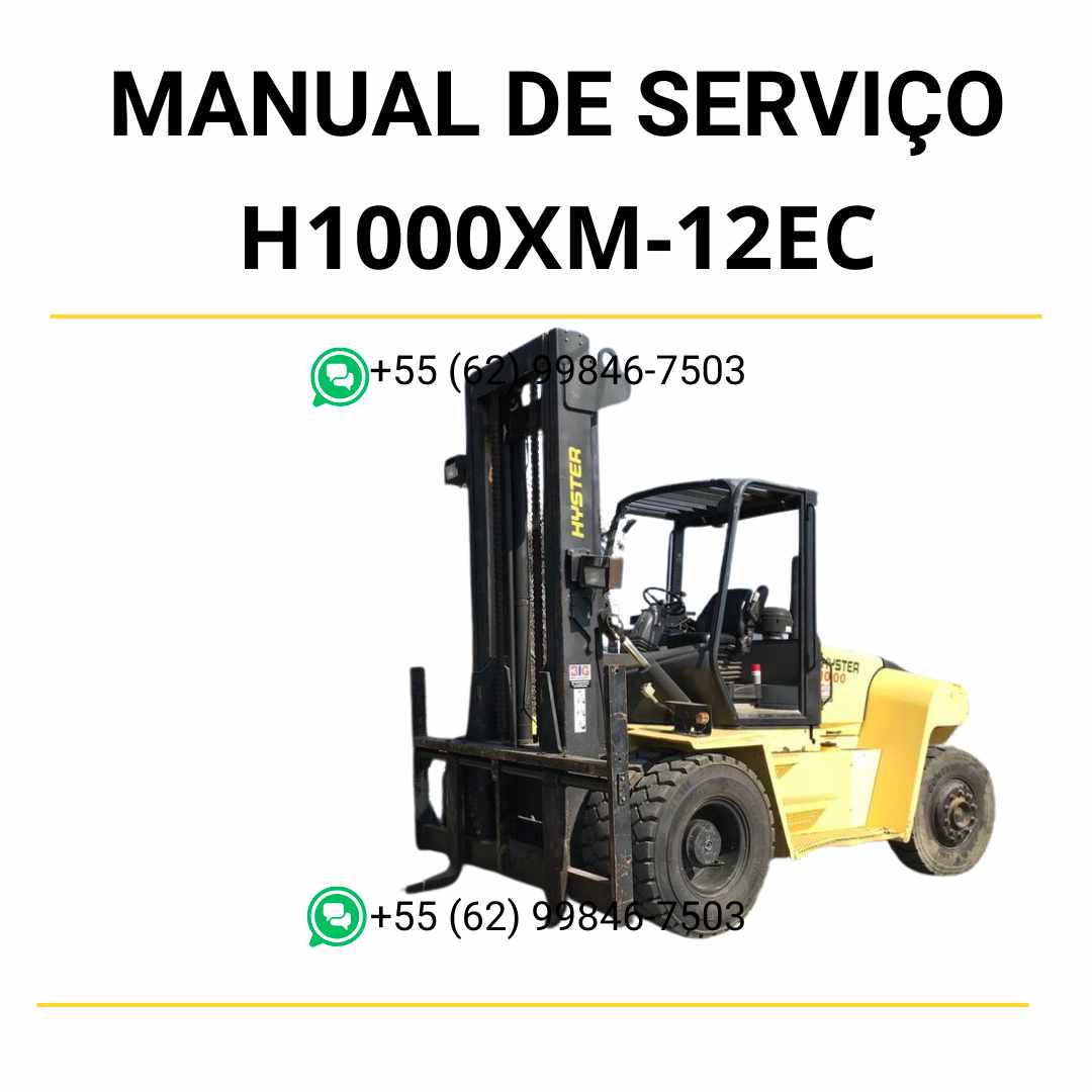 Manual de serviço Hyster H10.00XM-12EC e H12.00XM-12EC em PDF com instruções detalhadas, diagramas técnicos e procedimentos de manutenção.