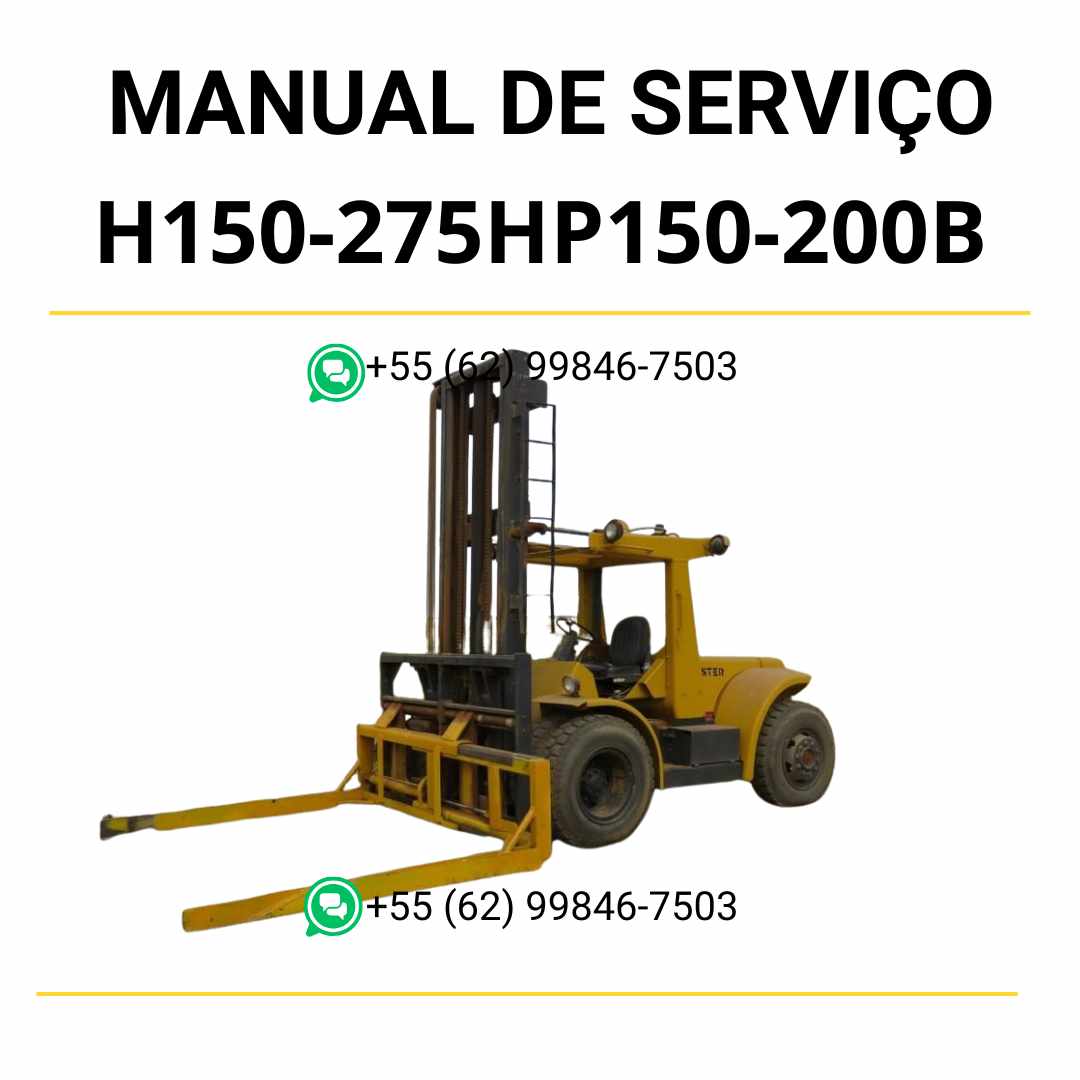 Manual de serviço Hyster H150-275H e P150-200B (C007) em PDF — guia completo com ilustrações técnicas e procedimentos detalhados de manutenção da empilhadeira.
