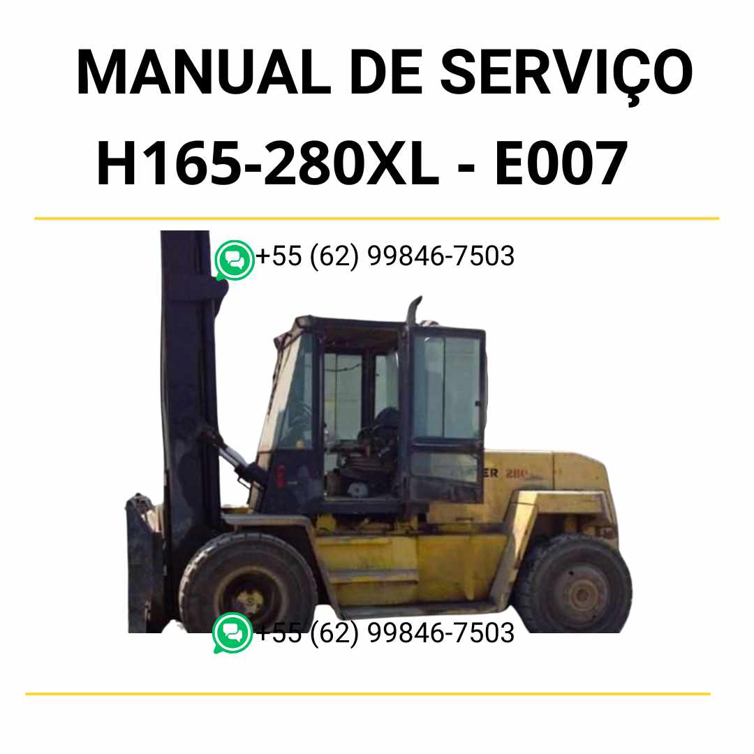 Manual de serviço Hyster H165-280XL (E007) em PDF com guia completo de manutenção e ilustrações detalhadas para empilhadeiras.