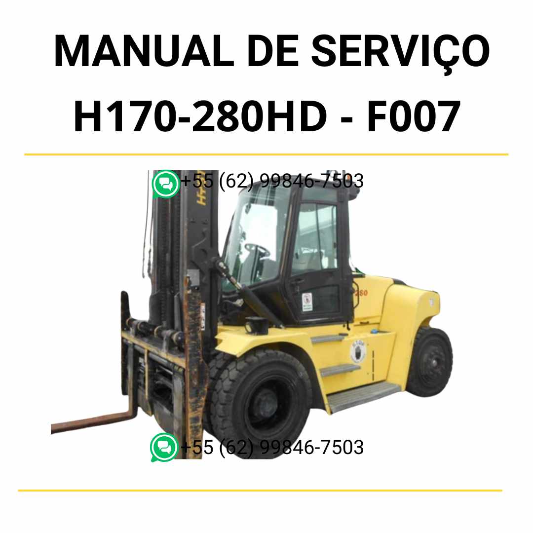 Manual de serviço Hyster H170-280HD (F007) em PDF com guia completo de manutenção, esquemas técnicos detalhados e ilustrações explicativas da empilhadeira.