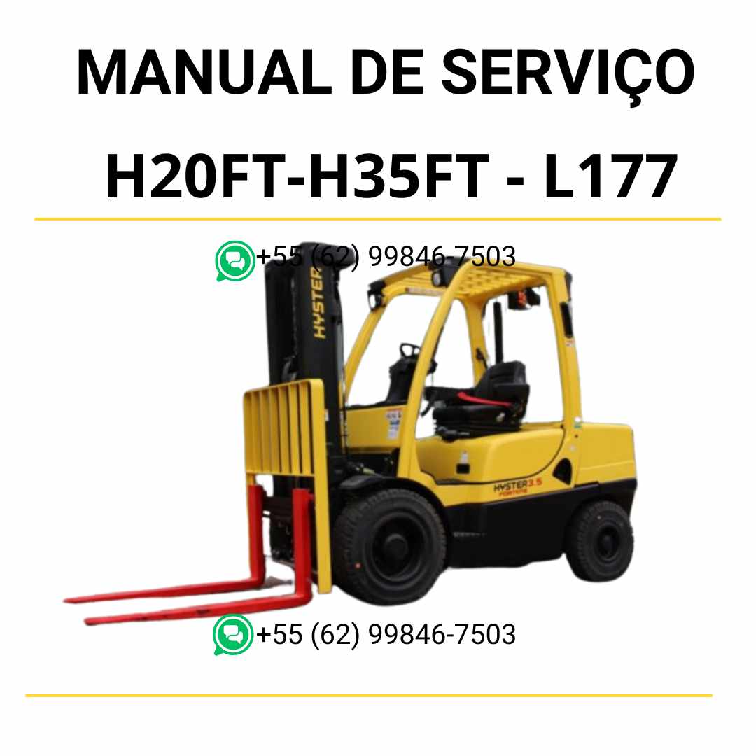 Manual de serviço Hyster H2.0FT a H3.5FT (L177) em PDF com instruções completas, diagramas e procedimentos técnicos detalhados.