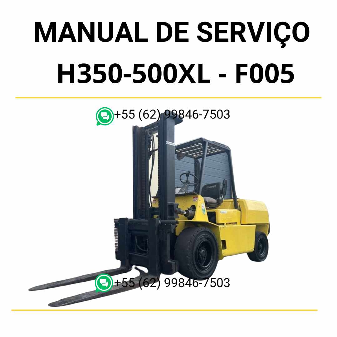 Manual de serviço Hyster H3.50-5.00XL (F005) em PDF com guia completo de manutenção, esquemas hidráulicos e instruções técnicas ilustradas da empilhadeira.