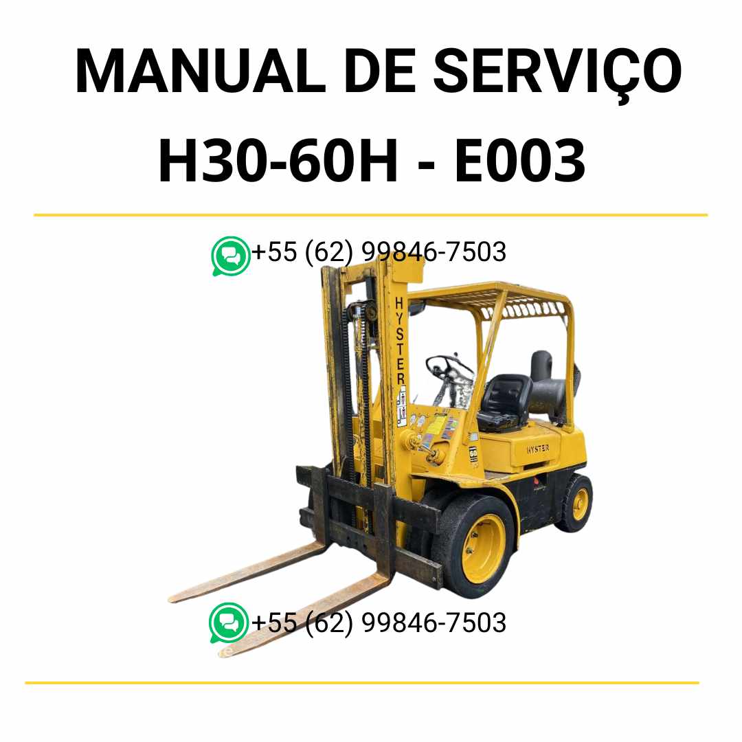 Manual de serviço Hyster H30-60H (E003-2) em PDF com instruções detalhadas, diagramas técnicos e orientações completas de manutenção.