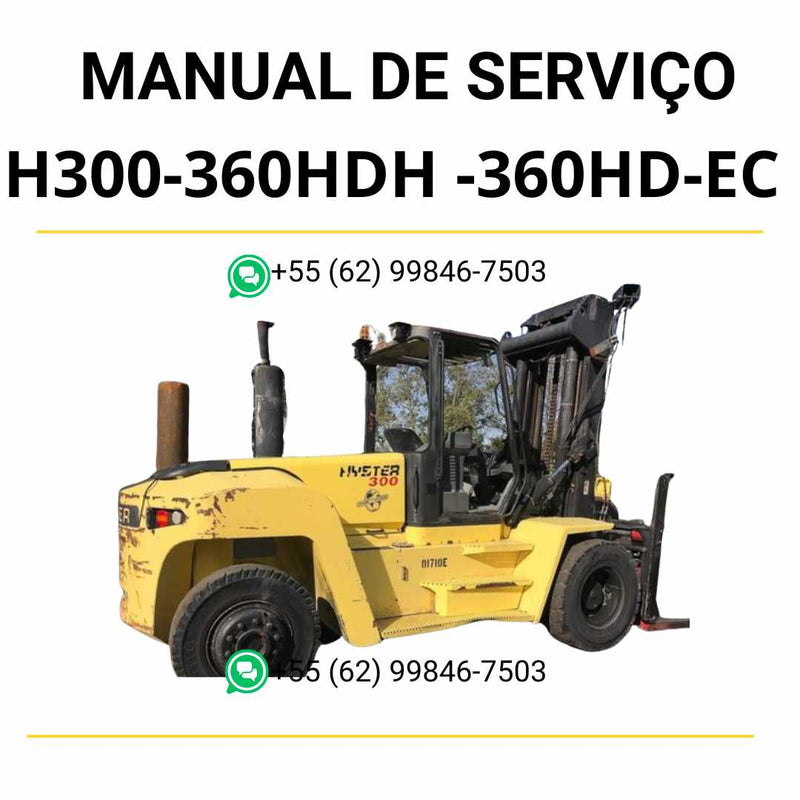 Manual de serviço Hyster H300-360HDH e 360HD-EC em PDF com orientações técnicas completas para manutenção e reparos da empilhadeira E019-2.