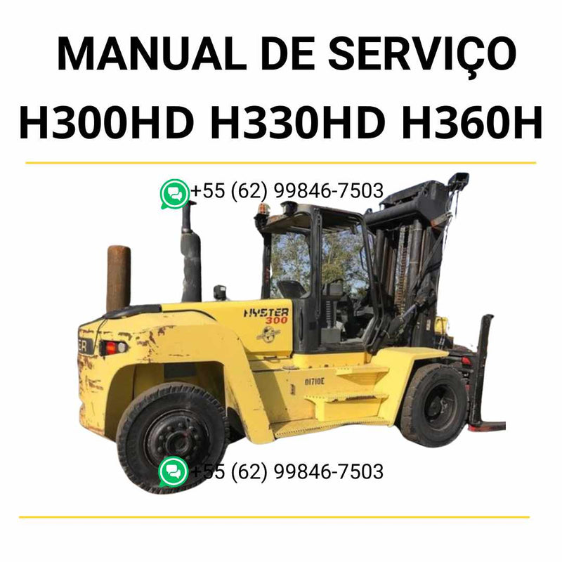 Manual de serviço Hyster H300HD, H330HD, H360HD e H360HD-12EC em PDF com guia completo de manutenção e diagramas ilustrados.