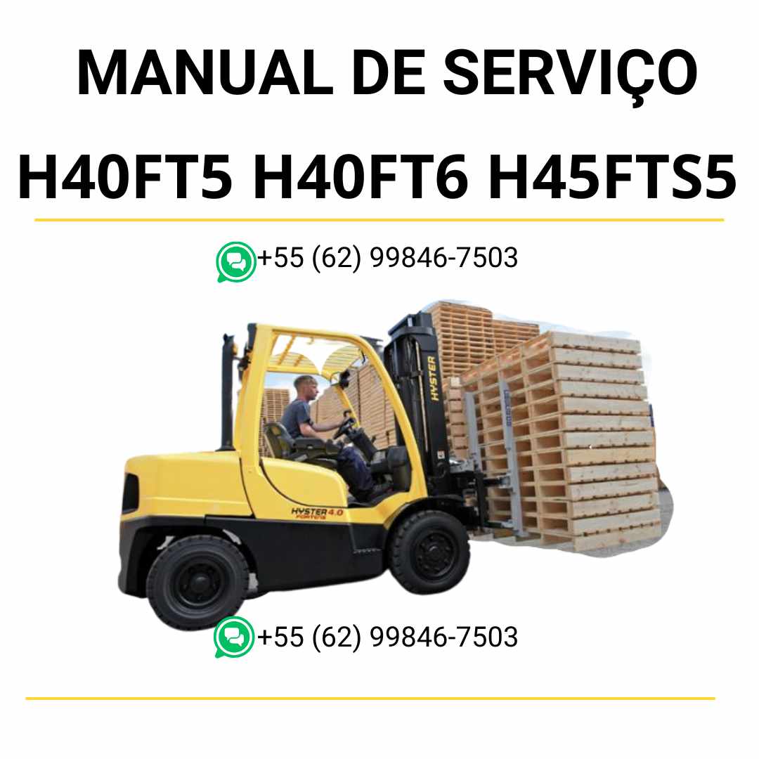 Manual de serviço Hyster H4.0FT5, H4.0FT6 e H4.5FTS5 em PDF com guia técnico completo e ilustrações detalhadas de manutenção. 