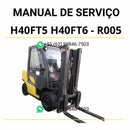 Manual de serviço Hyster H4.0FT5 e H4.0FT6 em PDF com instruções detalhadas de manutenção e ajustes da empilhadeira série R005.