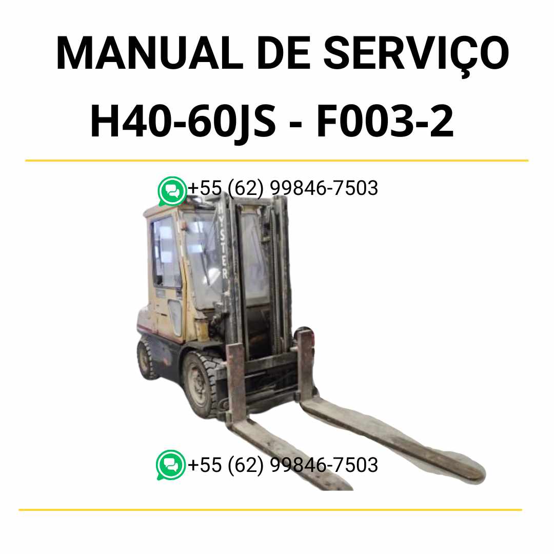 Manual de serviço Hyster H40-60JS (F003-2) em PDF com instruções completas de manutenção, diagramas técnicos e ilustrações detalhadas da empilhadeira.