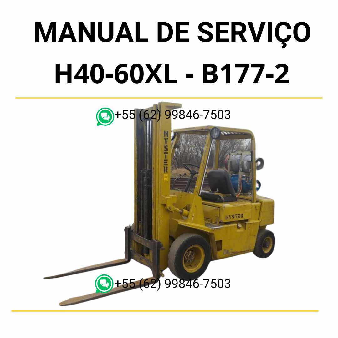 Manual de serviço Hyster H40-60XL (B177-2) em PDF — guia técnico completo com ilustrações e procedimentos detalhados de manutenção da empilhadeira.