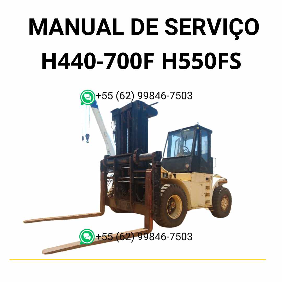 Manual de serviço Hyster H440-700F, H550FS, H620FS e H700FS em PDF com instruções detalhadas e diagramas técnicos para empilhadeiras.