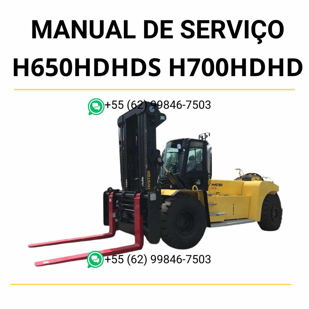 Manual de serviço Hyster H650HD/HDS e H700HD/HDS (F008-2) em PDF com instruções detalhadas, diagramas técnicos e guia completo de manutenção.