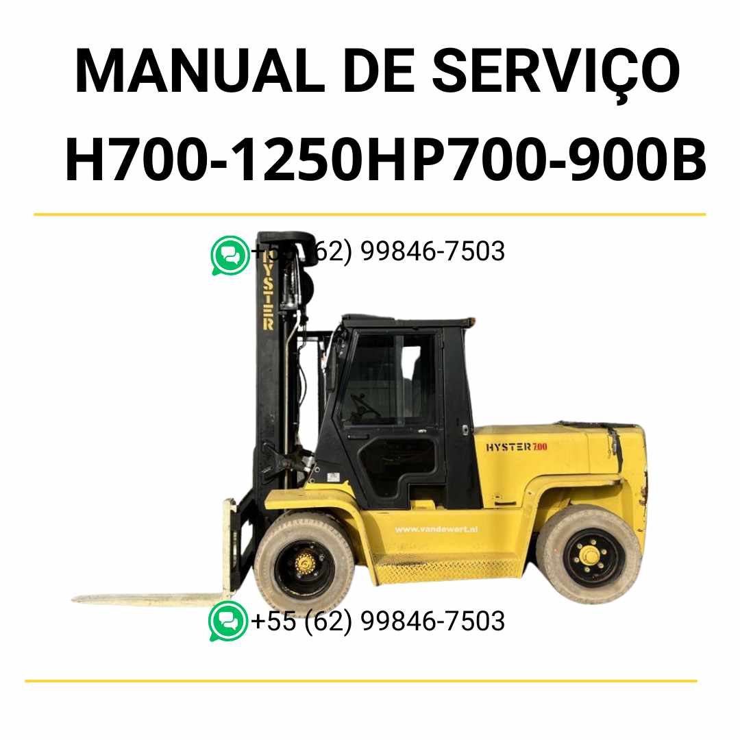 Manual de serviço Hyster H7.00-12.50H e P7.00-9.00B em PDF — guia técnico completo com instruções de manutenção e ilustrações detalhadas da empilhadeira.