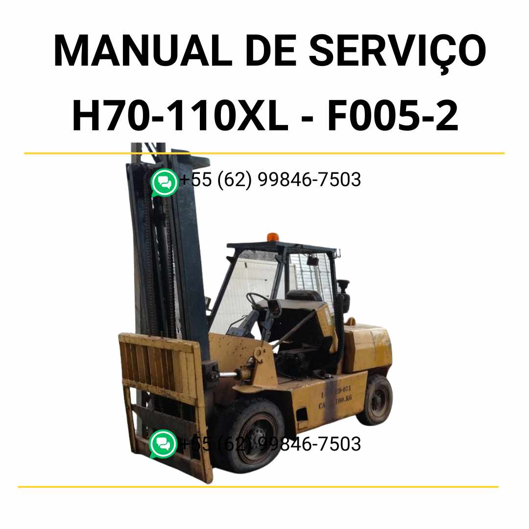 Manual de serviço Hyster H70-110XL (F005-2) em PDF com instruções detalhadas, diagramas técnicos e guia completo de manutenção da empilhadeira.