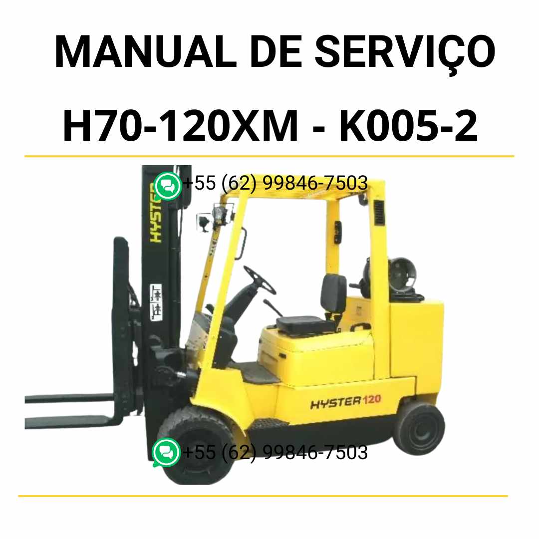 Manual de serviço Hyster H70-120XM (K005-2) em PDF com instruções completas de manutenção e diagramas técnicos detalhados.